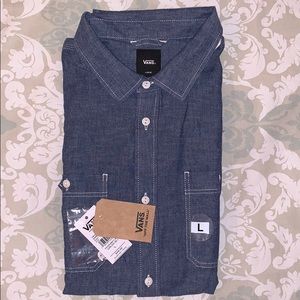 Vans short sleeved jean button down shirt